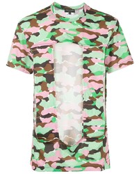 mehrfarbiges Camouflage T-Shirt mit einem Rundhalsausschnitt von Comme Des Garcons Homme Plus