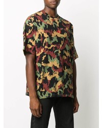 mehrfarbiges Camouflage T-Shirt mit einem Rundhalsausschnitt von 424