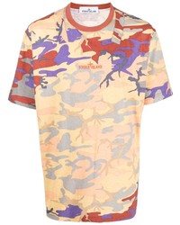 mehrfarbiges Camouflage T-Shirt mit einem Rundhalsausschnitt von Stone Island