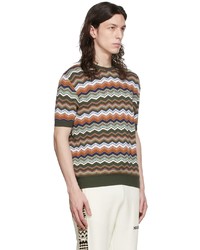 mehrfarbiges T-Shirt mit einem Rundhalsausschnitt mit Chevron-Muster von Missoni