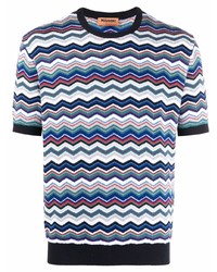 mehrfarbiges T-Shirt mit einem Rundhalsausschnitt mit Chevron-Muster von Missoni