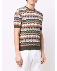 mehrfarbiges T-Shirt mit einem Rundhalsausschnitt mit Chevron-Muster von Missoni