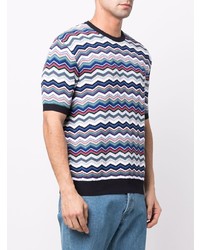 mehrfarbiges T-Shirt mit einem Rundhalsausschnitt mit Chevron-Muster von Missoni