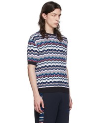 mehrfarbiges T-Shirt mit einem Rundhalsausschnitt mit Chevron-Muster von Missoni