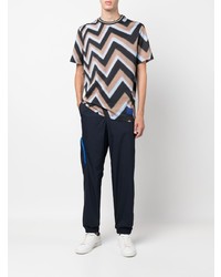 mehrfarbiges T-Shirt mit einem Rundhalsausschnitt mit Chevron-Muster von Paul Smith