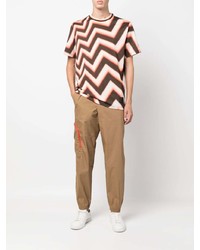 mehrfarbiges T-Shirt mit einem Rundhalsausschnitt mit Chevron-Muster von Paul Smith