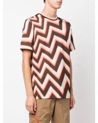 mehrfarbiges T-Shirt mit einem Rundhalsausschnitt mit Chevron-Muster von Paul Smith