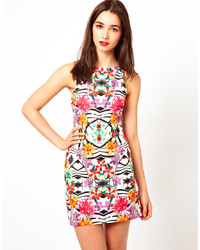 mehrfarbiges figurbetontes Kleid mit Blumenmuster von A Wear