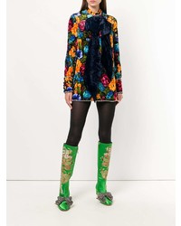 mehrfarbiges gerade geschnittenes Kleid mit Blumenmuster von Gucci