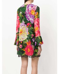 mehrfarbiges gerade geschnittenes Kleid mit Blumenmuster von Twin-Set