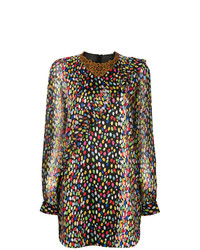 mehrfarbiges gerade geschnittenes Kleid mit Leopardenmuster von Marco De Vincenzo
