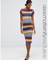 mehrfarbiges horizontal gestreiftes figurbetontes Kleid von Asos
