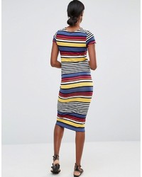 mehrfarbiges horizontal gestreiftes figurbetontes Kleid von Asos