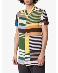 mehrfarbiges horizontal gestreiftes Kurzarmhemd von Rick Owens