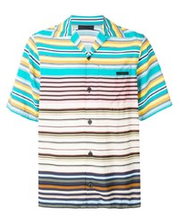 mehrfarbiges horizontal gestreiftes Kurzarmhemd von Prada