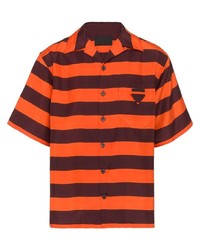 mehrfarbiges horizontal gestreiftes Kurzarmhemd von Prada