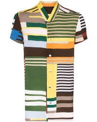 mehrfarbiges horizontal gestreiftes Kurzarmhemd von Rick Owens
