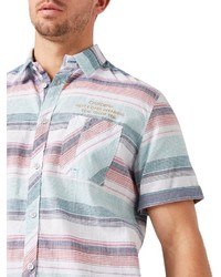 mehrfarbiges horizontal gestreiftes Kurzarmhemd von Tom Tailor
