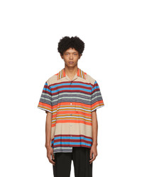 mehrfarbiges horizontal gestreiftes Kurzarmhemd von Wooyoungmi