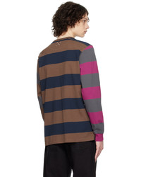 mehrfarbiges horizontal gestreiftes Langarmshirt von Pop Trading Company