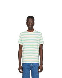 mehrfarbiges horizontal gestreiftes T-Shirt mit einem Rundhalsausschnitt von A.P.C.