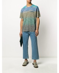 mehrfarbiges horizontal gestreiftes T-Shirt mit einem Rundhalsausschnitt von Missoni