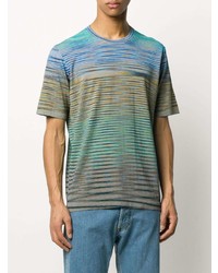 mehrfarbiges horizontal gestreiftes T-Shirt mit einem Rundhalsausschnitt von Missoni