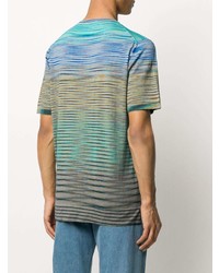 mehrfarbiges horizontal gestreiftes T-Shirt mit einem Rundhalsausschnitt von Missoni