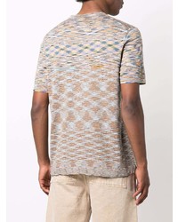 mehrfarbiges horizontal gestreiftes T-Shirt mit einem Rundhalsausschnitt von Missoni