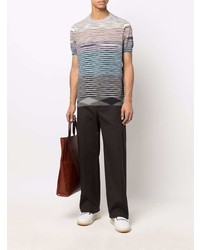 mehrfarbiges horizontal gestreiftes T-Shirt mit einem Rundhalsausschnitt von Missoni