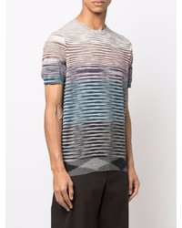 mehrfarbiges horizontal gestreiftes T-Shirt mit einem Rundhalsausschnitt von Missoni