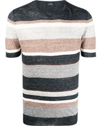 mehrfarbiges horizontal gestreiftes T-Shirt mit einem Rundhalsausschnitt von Barba