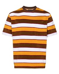 mehrfarbiges horizontal gestreiftes T-Shirt mit einem Rundhalsausschnitt von Beams Plus