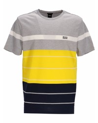 mehrfarbiges horizontal gestreiftes T-Shirt mit einem Rundhalsausschnitt von BOSS HUGO BOSS