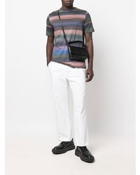 mehrfarbiges horizontal gestreiftes T-Shirt mit einem Rundhalsausschnitt von Paul Smith