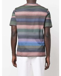 mehrfarbiges horizontal gestreiftes T-Shirt mit einem Rundhalsausschnitt von Paul Smith