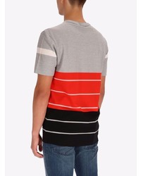 mehrfarbiges horizontal gestreiftes T-Shirt mit einem Rundhalsausschnitt von BOSS HUGO BOSS