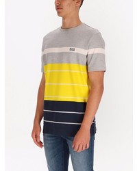 mehrfarbiges horizontal gestreiftes T-Shirt mit einem Rundhalsausschnitt von BOSS HUGO BOSS