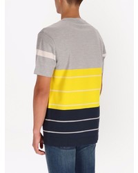 mehrfarbiges horizontal gestreiftes T-Shirt mit einem Rundhalsausschnitt von BOSS HUGO BOSS