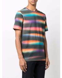 mehrfarbiges horizontal gestreiftes T-Shirt mit einem Rundhalsausschnitt von PS Paul Smith