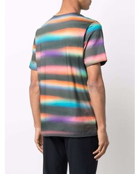 mehrfarbiges horizontal gestreiftes T-Shirt mit einem Rundhalsausschnitt von PS Paul Smith