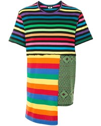 mehrfarbiges horizontal gestreiftes T-Shirt mit einem Rundhalsausschnitt von Comme des Garcons