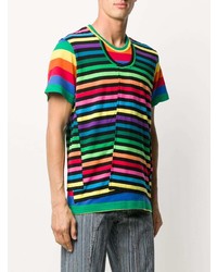 mehrfarbiges horizontal gestreiftes T-Shirt mit einem Rundhalsausschnitt von Comme Des Garcons Homme Plus