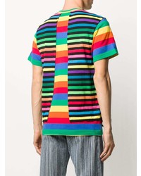 mehrfarbiges horizontal gestreiftes T-Shirt mit einem Rundhalsausschnitt von Comme Des Garcons Homme Plus