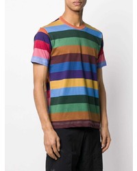 mehrfarbiges horizontal gestreiftes T-Shirt mit einem Rundhalsausschnitt von Comme Des Garcons SHIRT