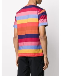 mehrfarbiges horizontal gestreiftes T-Shirt mit einem Rundhalsausschnitt von Comme Des Garcons SHIRT