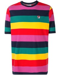 mehrfarbiges horizontal gestreiftes T-Shirt mit einem Rundhalsausschnitt von Fila