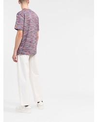 mehrfarbiges horizontal gestreiftes T-Shirt mit einem Rundhalsausschnitt von Missoni