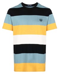 mehrfarbiges horizontal gestreiftes T-Shirt mit einem Rundhalsausschnitt von Fred Perry