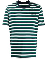 mehrfarbiges horizontal gestreiftes T-Shirt mit einem Rundhalsausschnitt von Helmut Lang